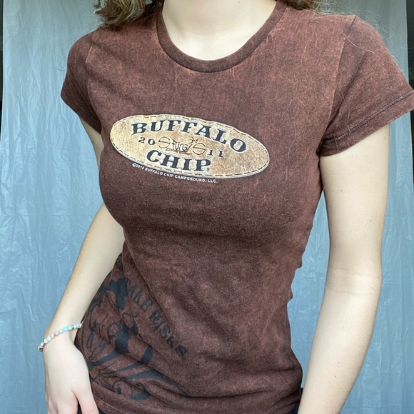 Buffalo Chip Take Risks Graphic Brown Retro 2011 Shortsleeve Shirt - Picture 9 of 9
